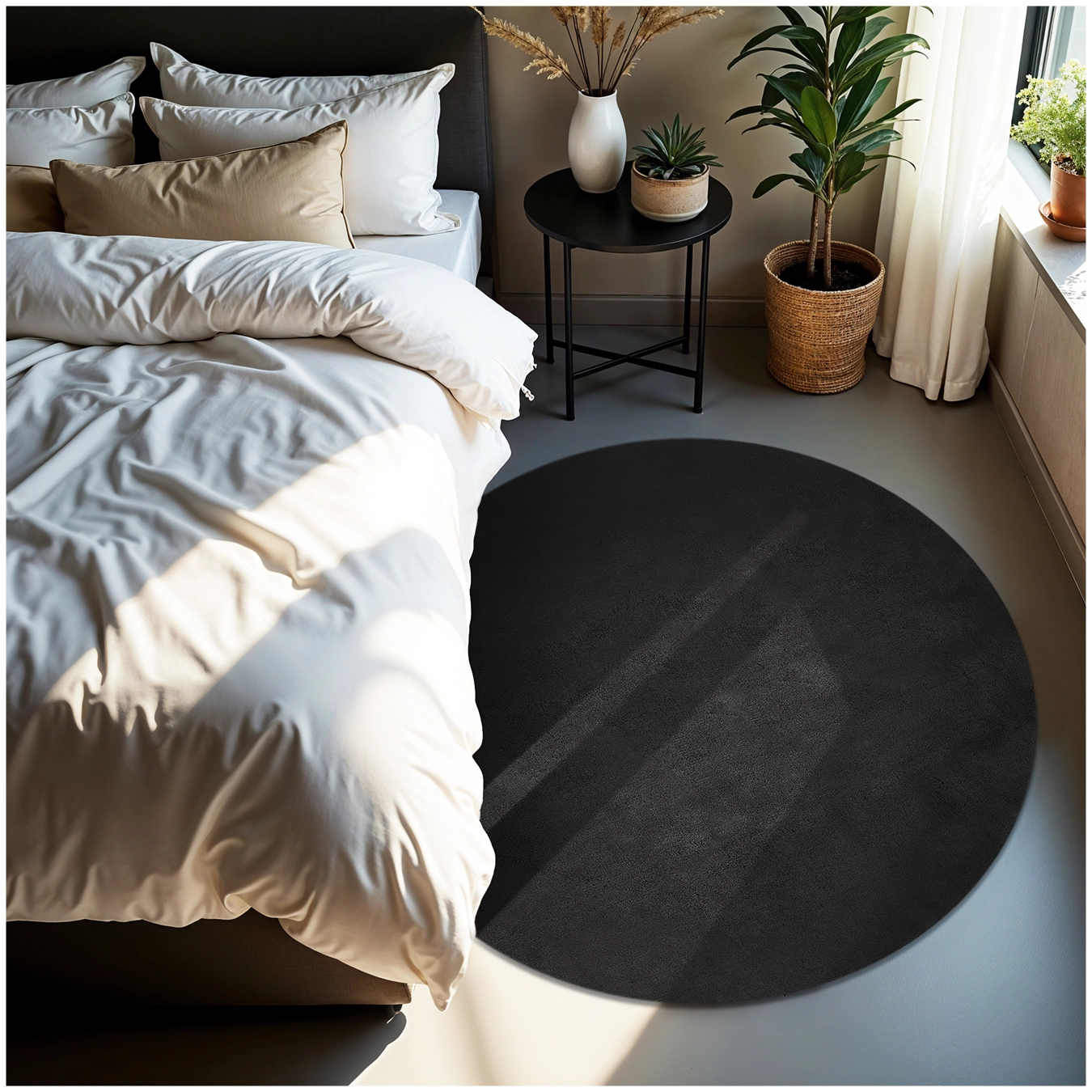 Kurzflorteppich Soft Zone - Ø 120 cm, schwarz