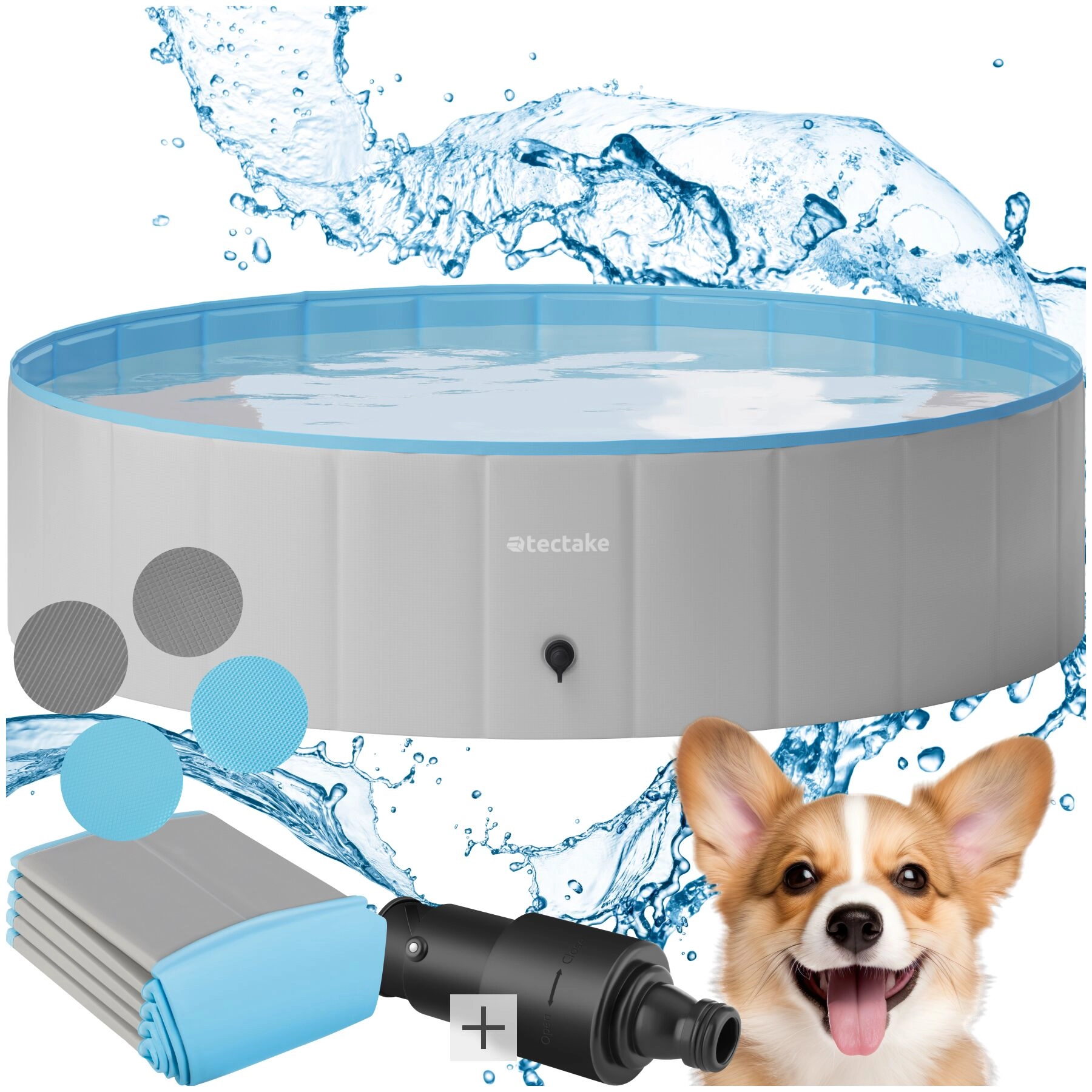 Hundepool Nele, faltbar, mit Schlauchanschluss - 120 cm