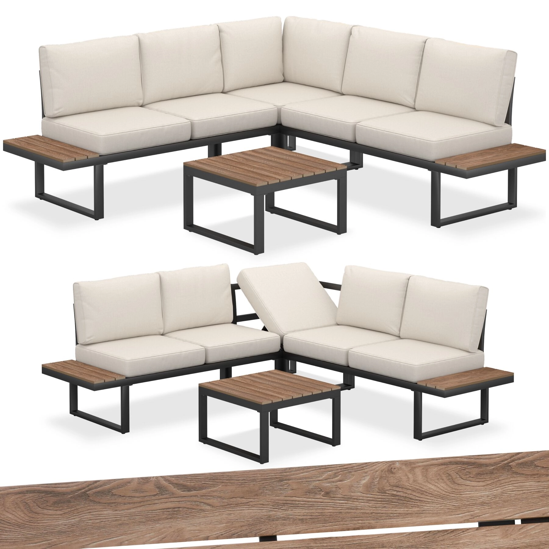 Garten-Lounge-Set Eliar, 4-teilig, mit Aluminiumgestell - schwarz