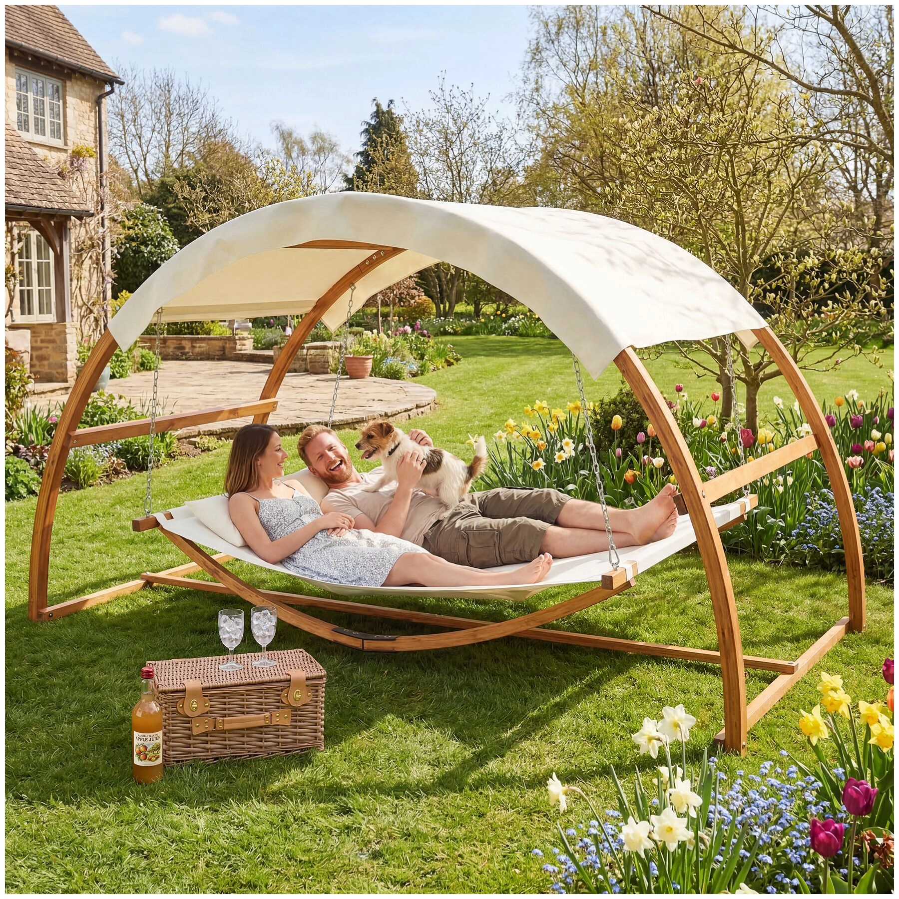 Hängematte Locarno für 2 Personen 328x160x171,5cm - teak