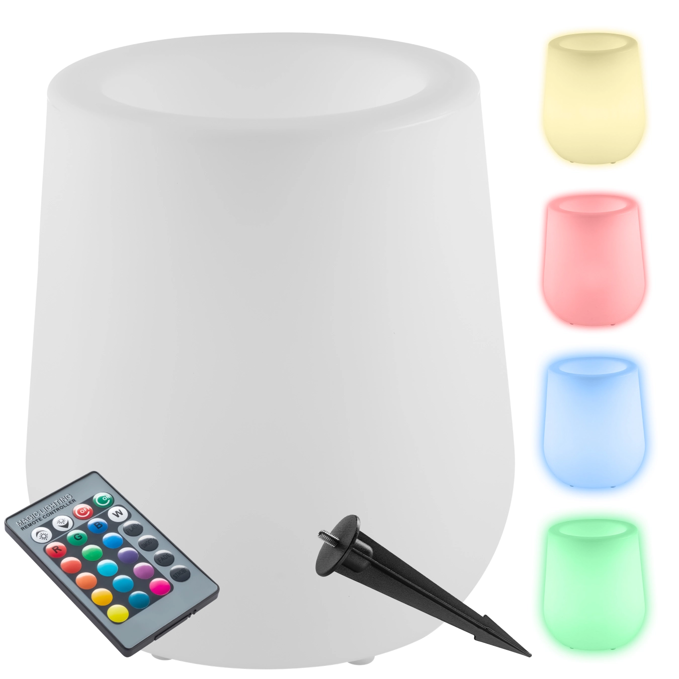 LED-Blumentopf Luminous Courve Pot mit Fernbedienung - weiß