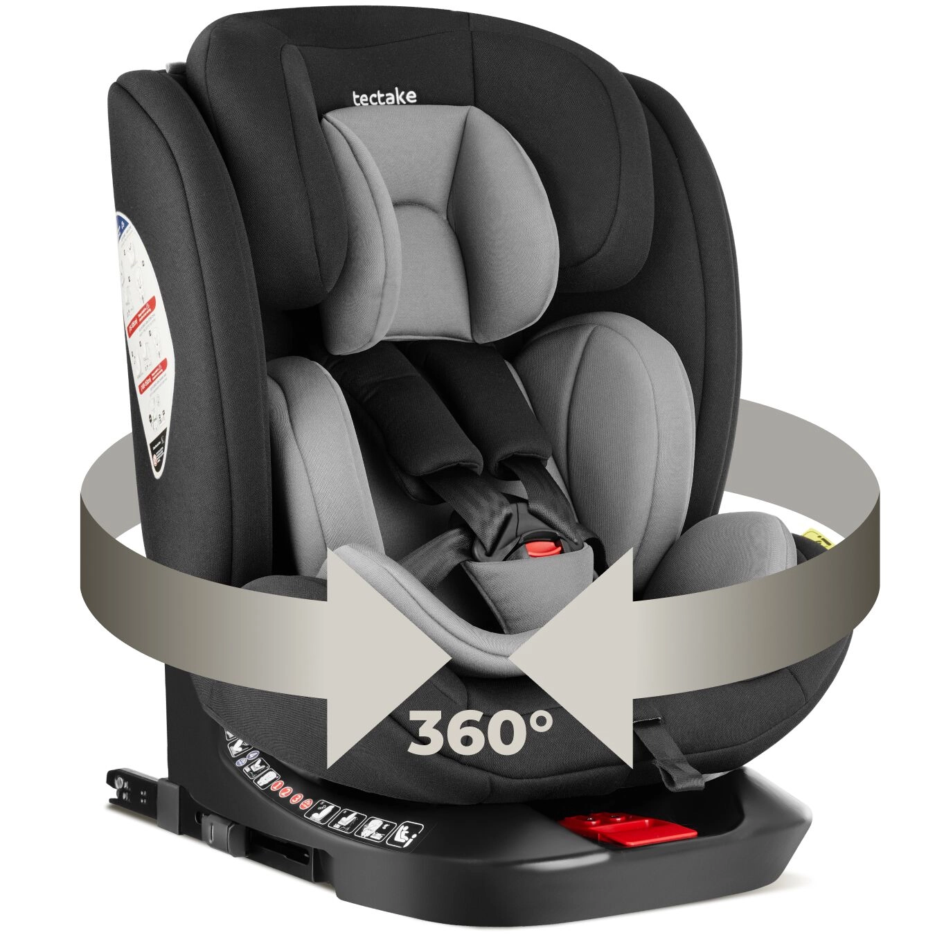 Drehbarer Autositz Linus, i-Size Zulassung, mit ISOFIX - hellgrau/schwarz
