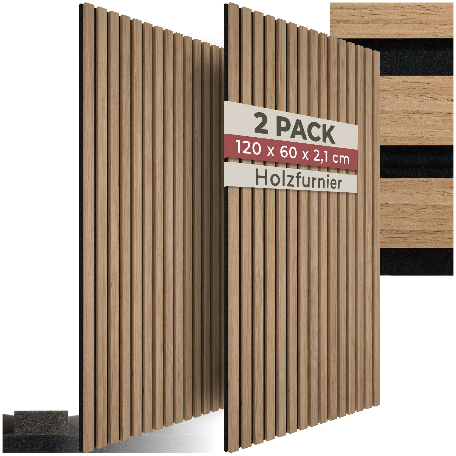 Akustikpaneele Sonic Wall Holzoptik - Eiche, 2er Set