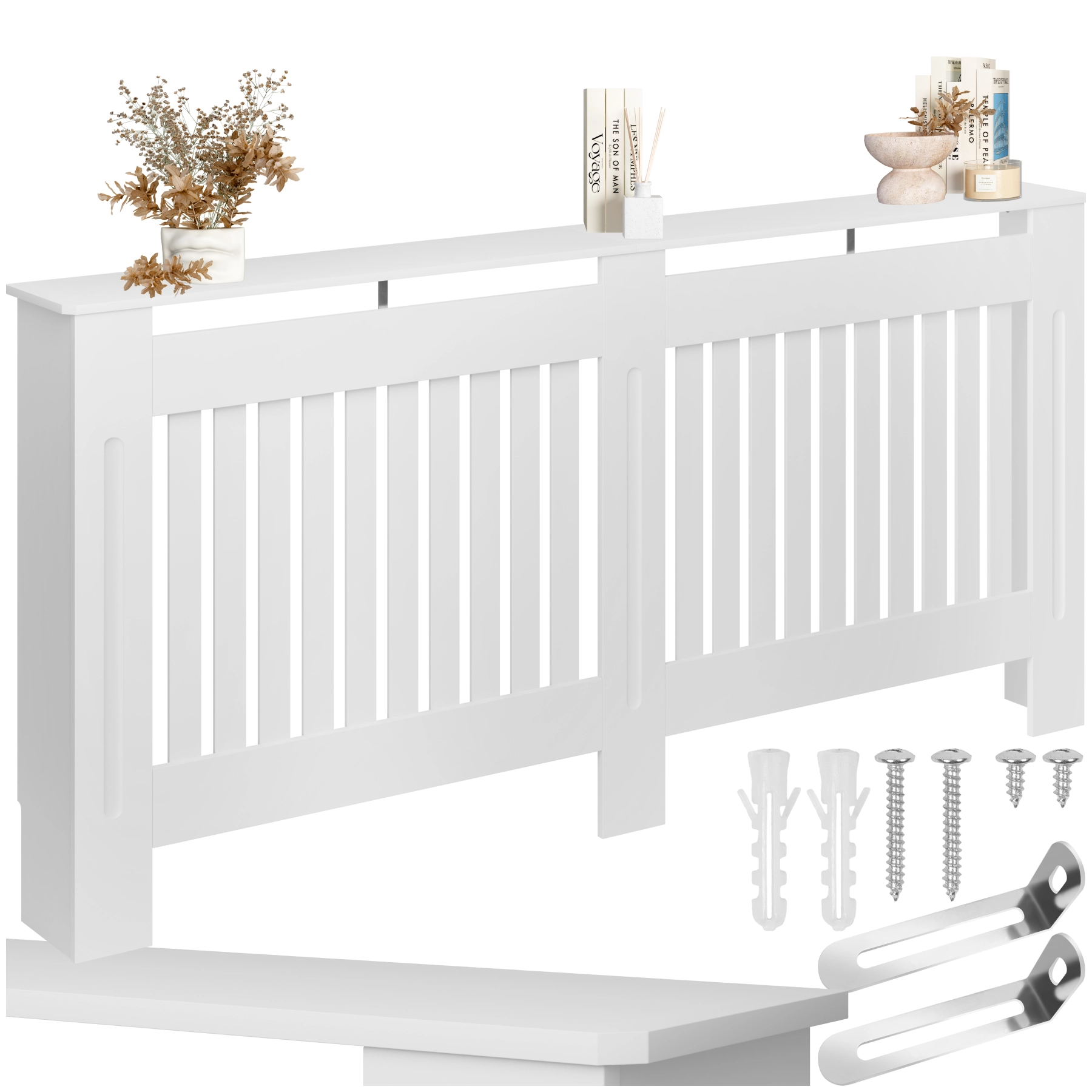 Heizkörperabdeckung Vila, im Lamellendesign, mit Ablage - 172,3 x 19 x 82 cm