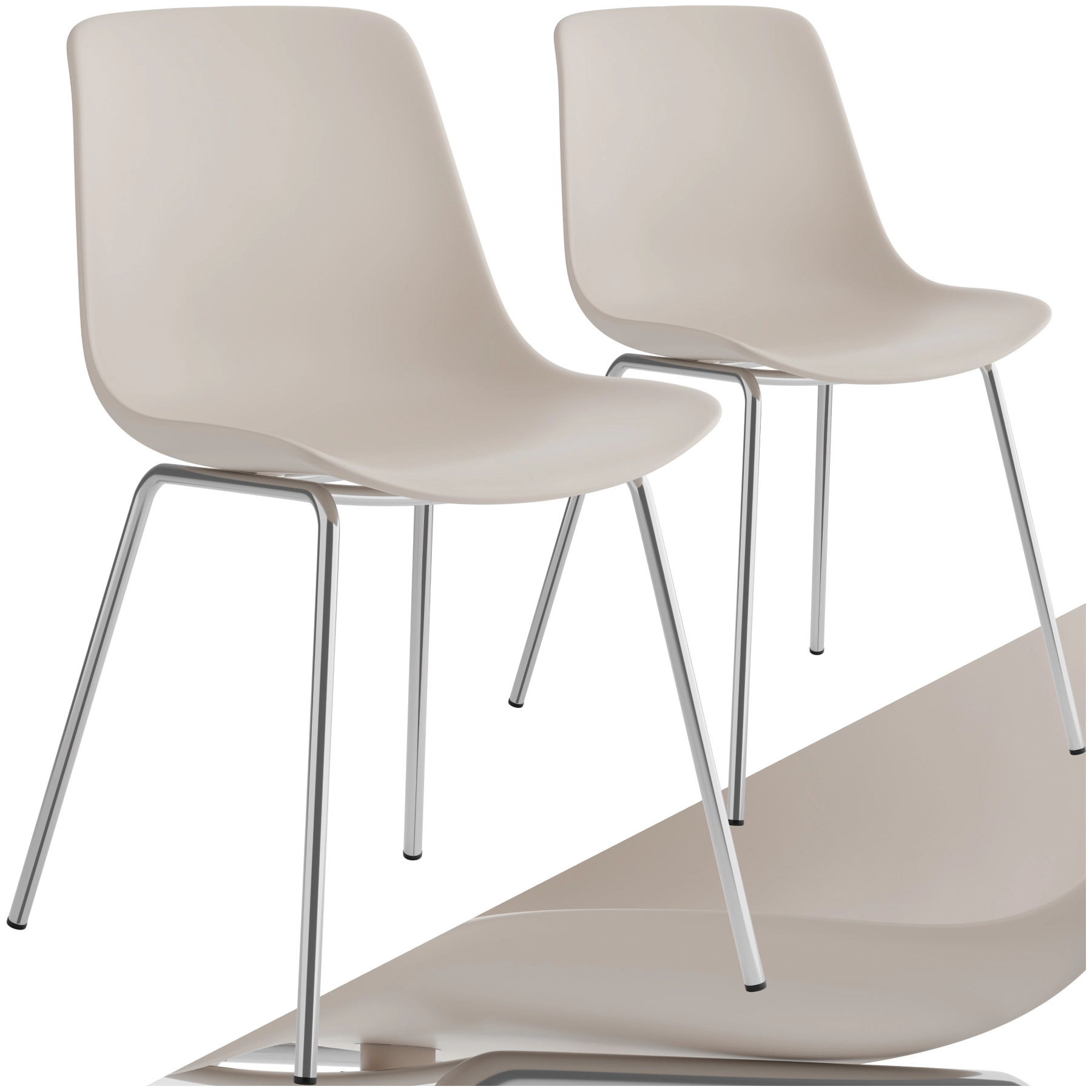 Kunststoffstühle Mave, ergonomisch, 120 kg - taupe/chrom, 2er Set