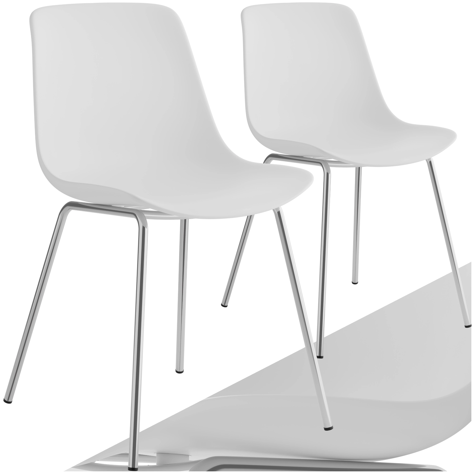 Kunststoffstühle Mave, ergonomisch, 120 kg - weiß/chrom, 2er Set