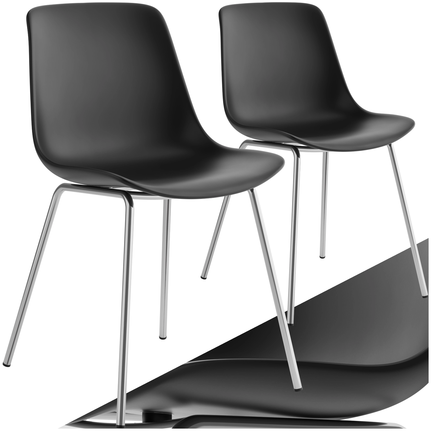 Kunststoffstühle Mave, ergonomisch, 120 kg - schwarz/chrom, 2er Set