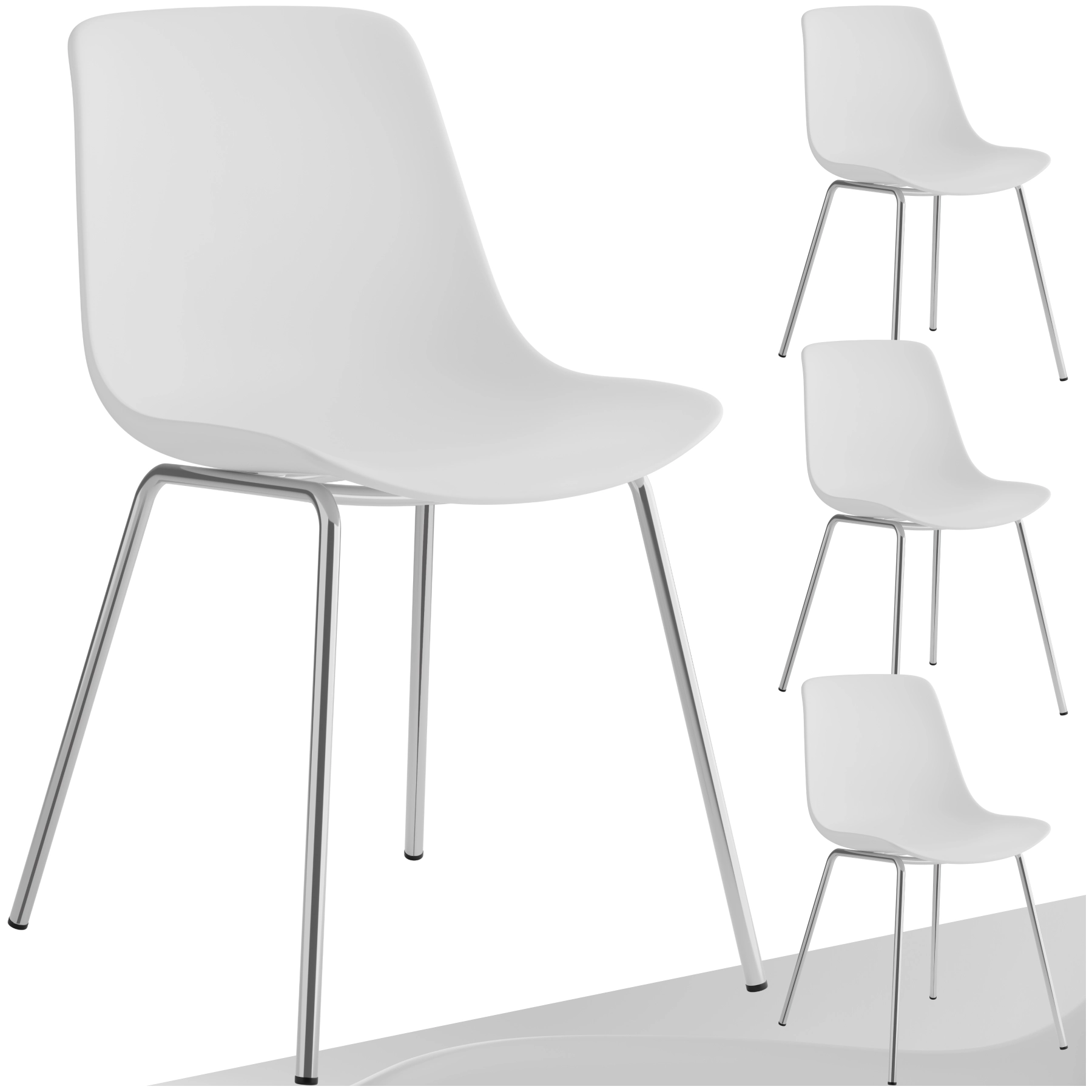 Kunststoffstühle Mave, ergonomisch, 120 kg - weiß/chrom, 4er Set