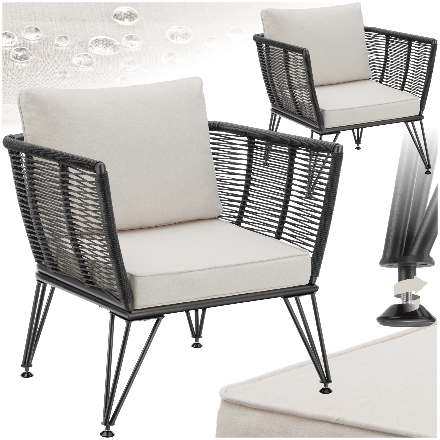 Garten-Loungesessel Sundo im Rope-Design - 2er Set