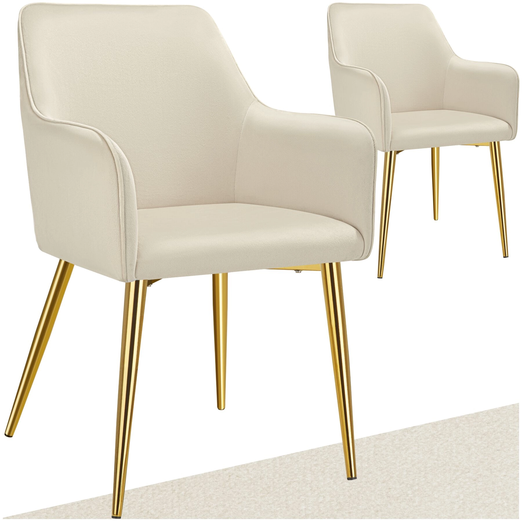 Armlehnstuhl Avane, Samtoptik, gepolstert - beige, 2er Set