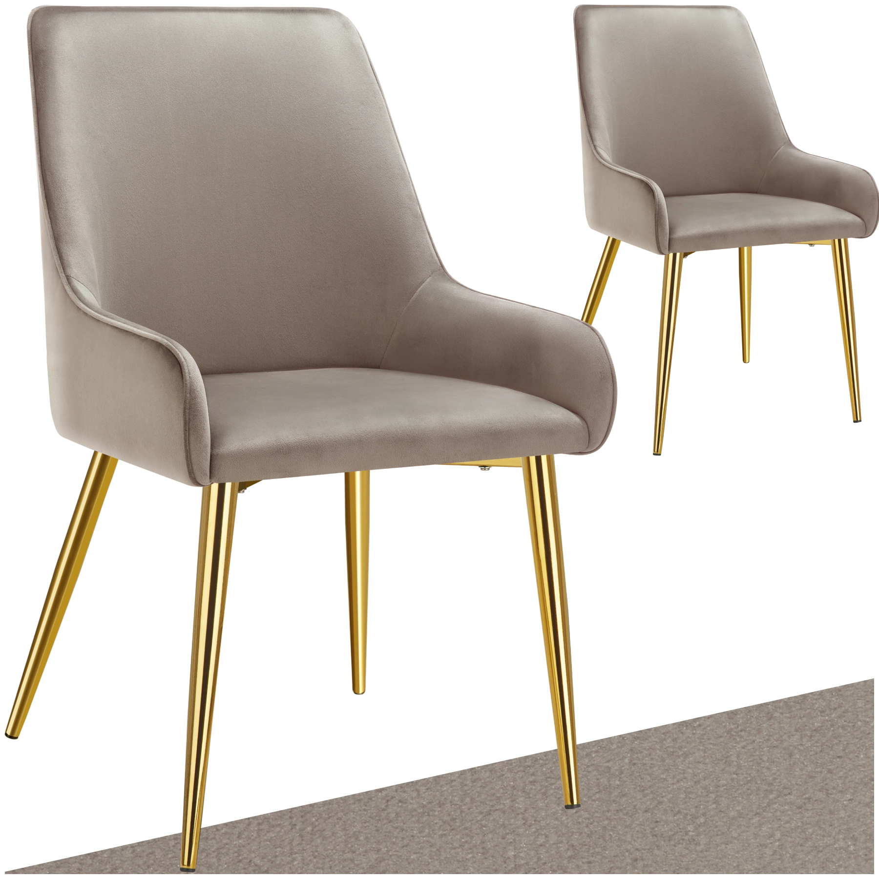 Polsterstuhl Avane, Samtoptik, Belastbarkeit 120 kg - taupe, 2er Set