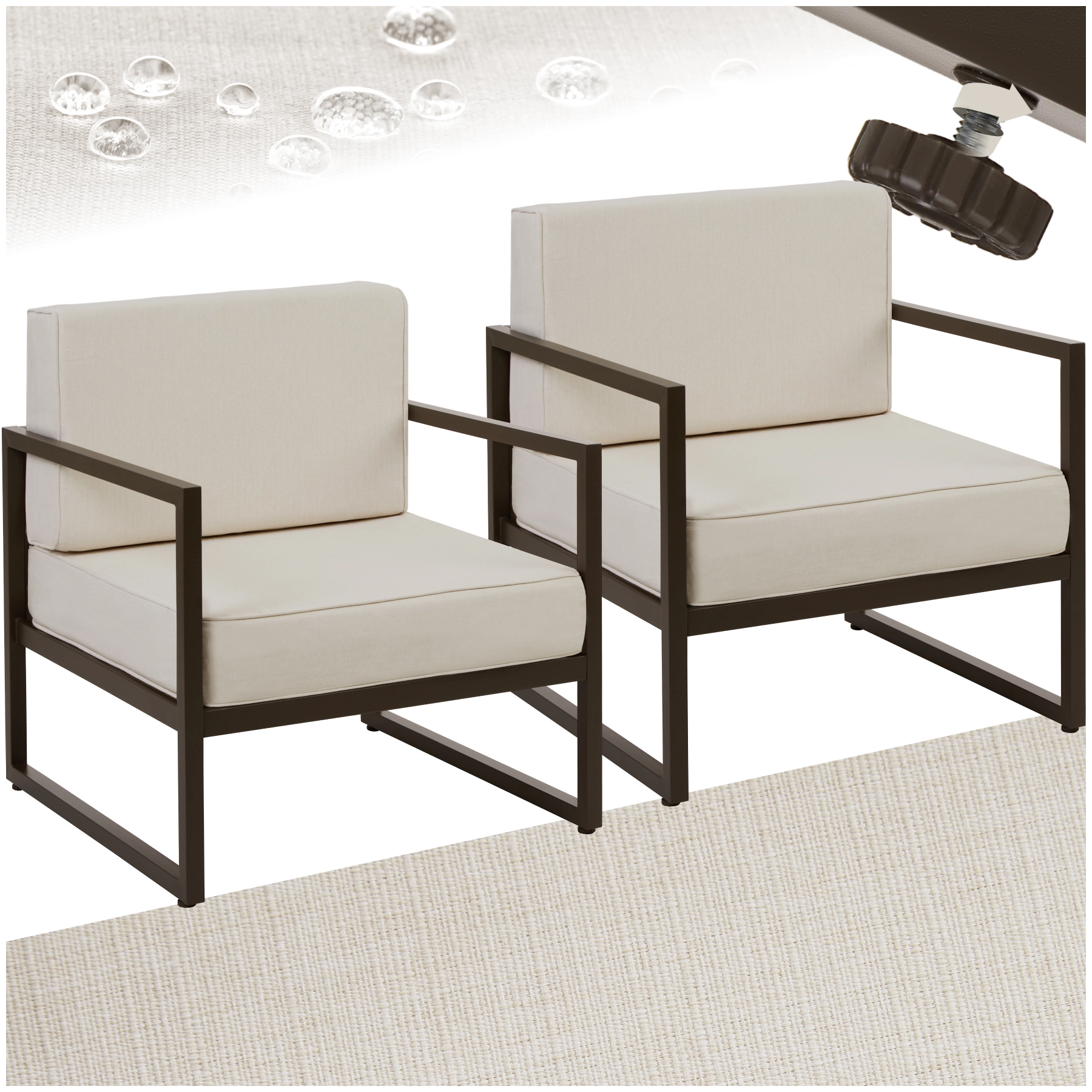 Garten-Loungesessel Comosa, XXL-Polsterung - 2er Set