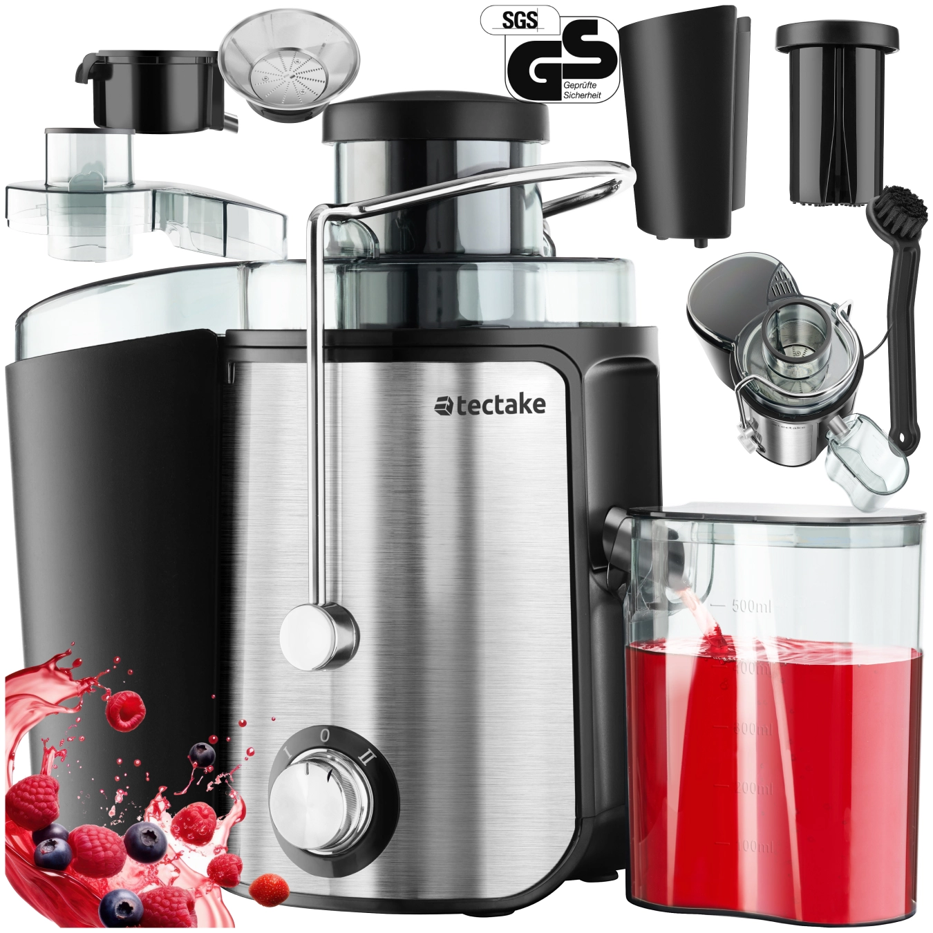 Entsafter Frufi, 2 Geschwindigkeitsstufen, Edelstahl, 600W - silber