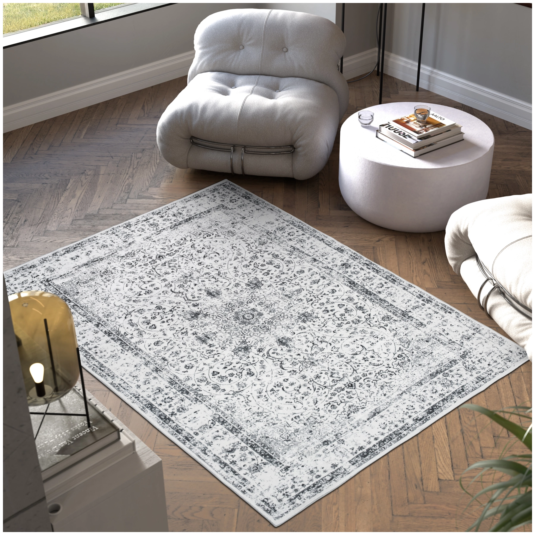 Vintage Designer Teppich Aliya, Kurzflor - 120 x 170 cm