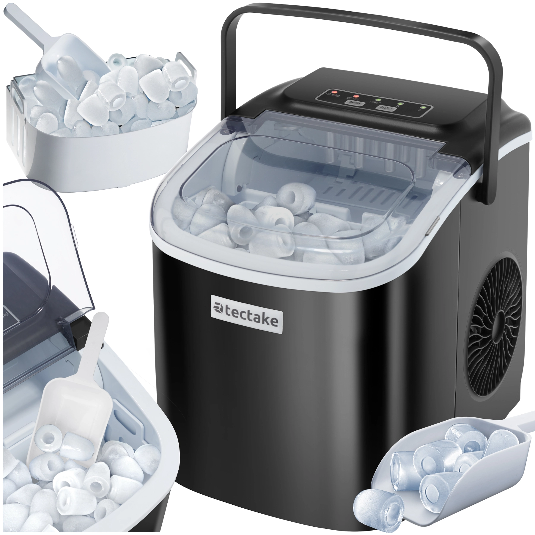 Eiswürfelmaschine Arctic, 1,2 l, 2 Eiswürfelgrößen - schwarz