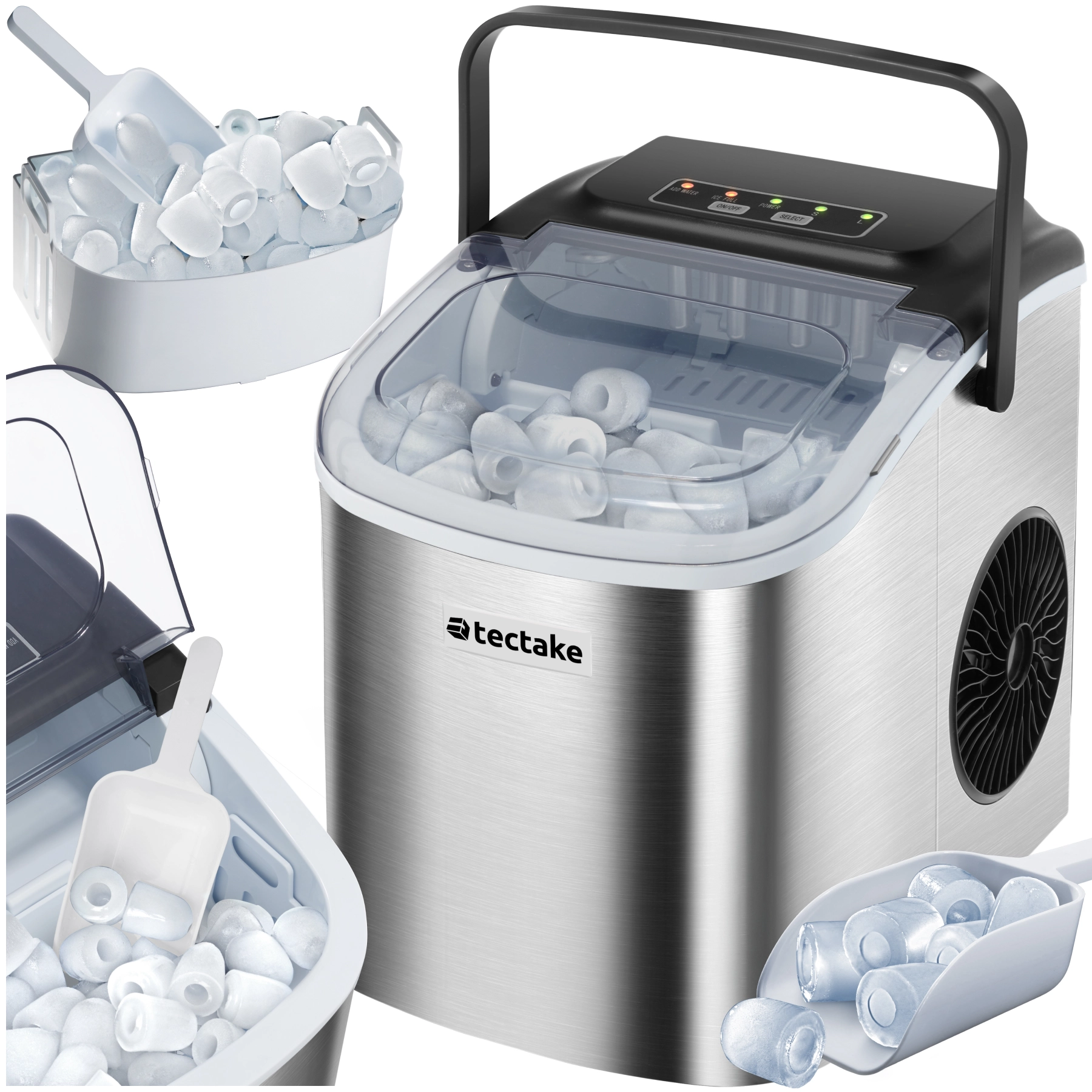 Eiswürfelmaschine Arctic, 1,2 l, 2 Eiswürfelgrößen - silber