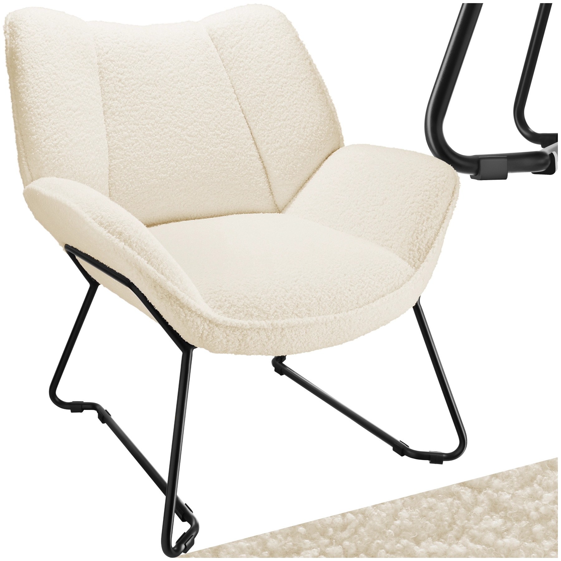 Sessel Kjeld Bouclé, gepolstert, 120kg belastbar - creme-weiß