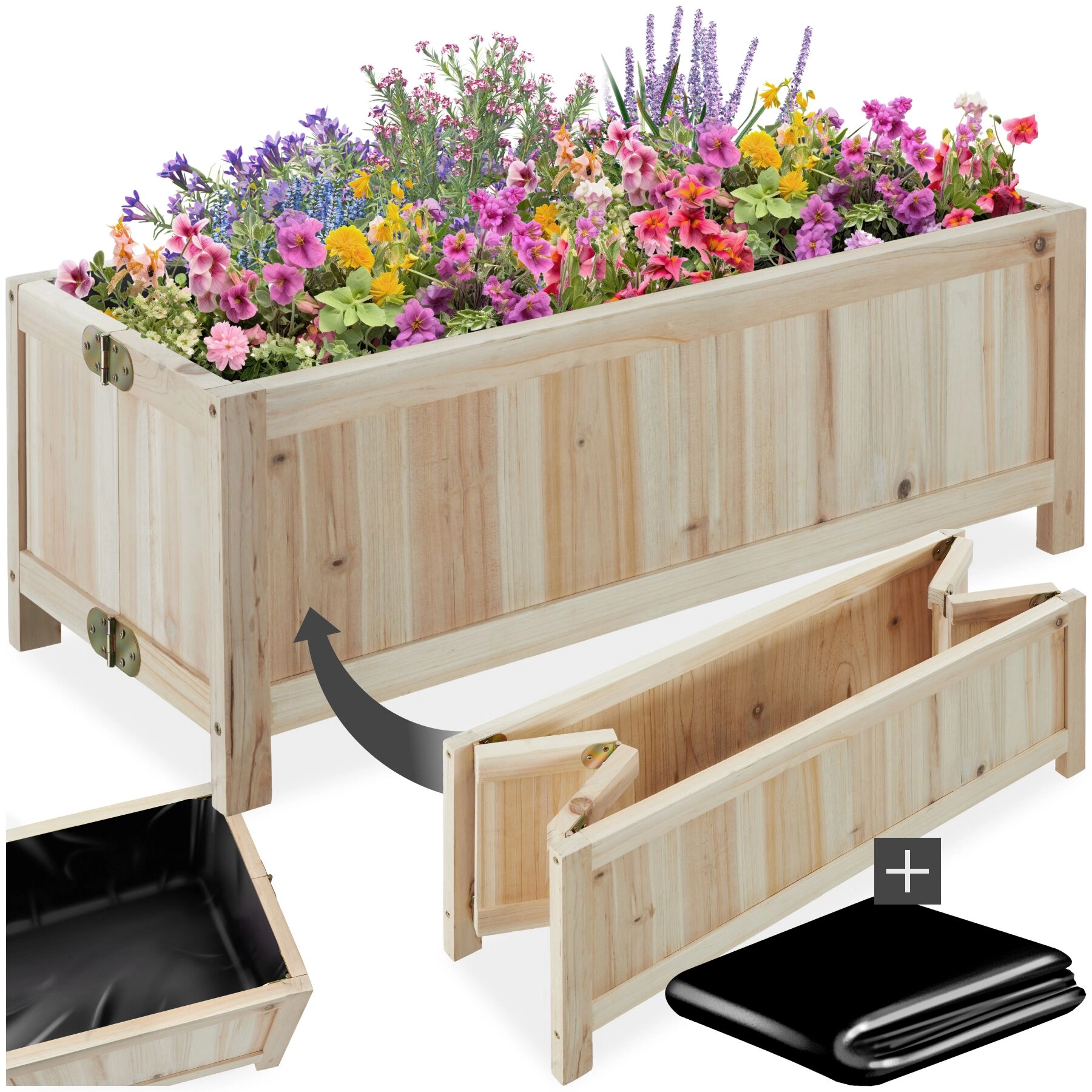 Hochbeet Blomster, klappbar, 30l, inkl. Folie, 70x30x25cm - braun