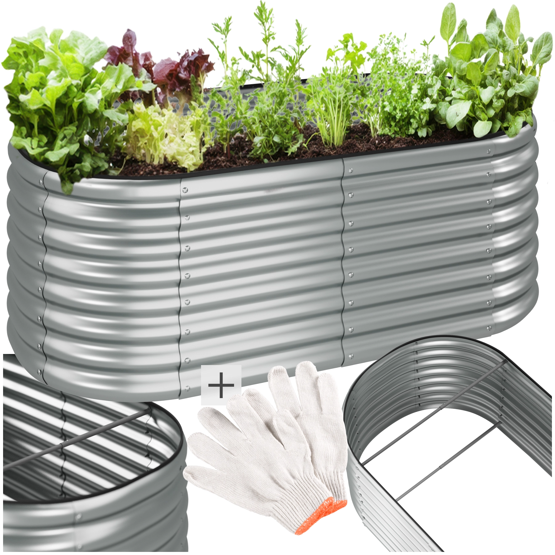 Hochbeet Flormma, 603l, verzinkt, 160x80x60cm - silber