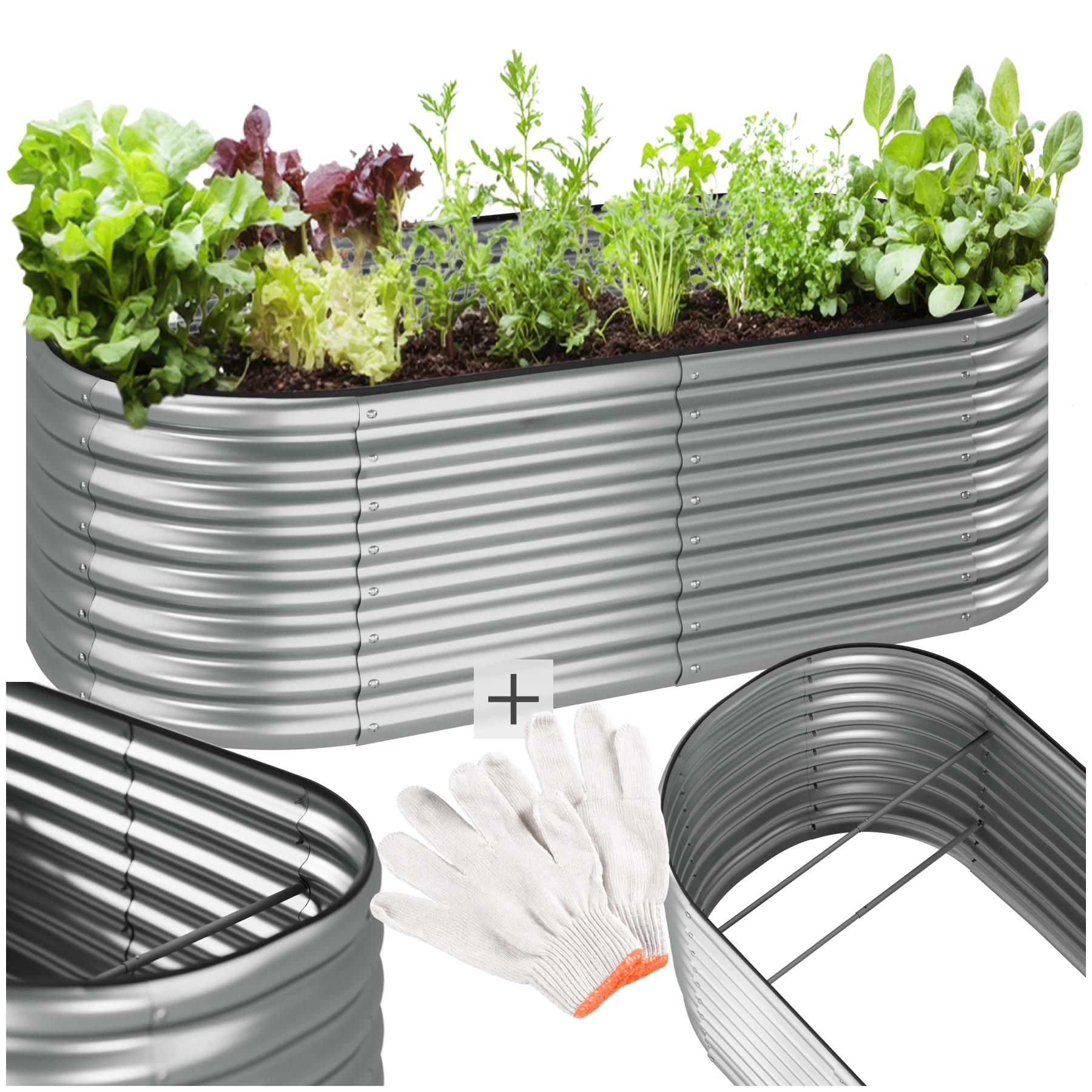 Hochbeet Flormma, 942l, verzinkt, 200x100x60cm - silber