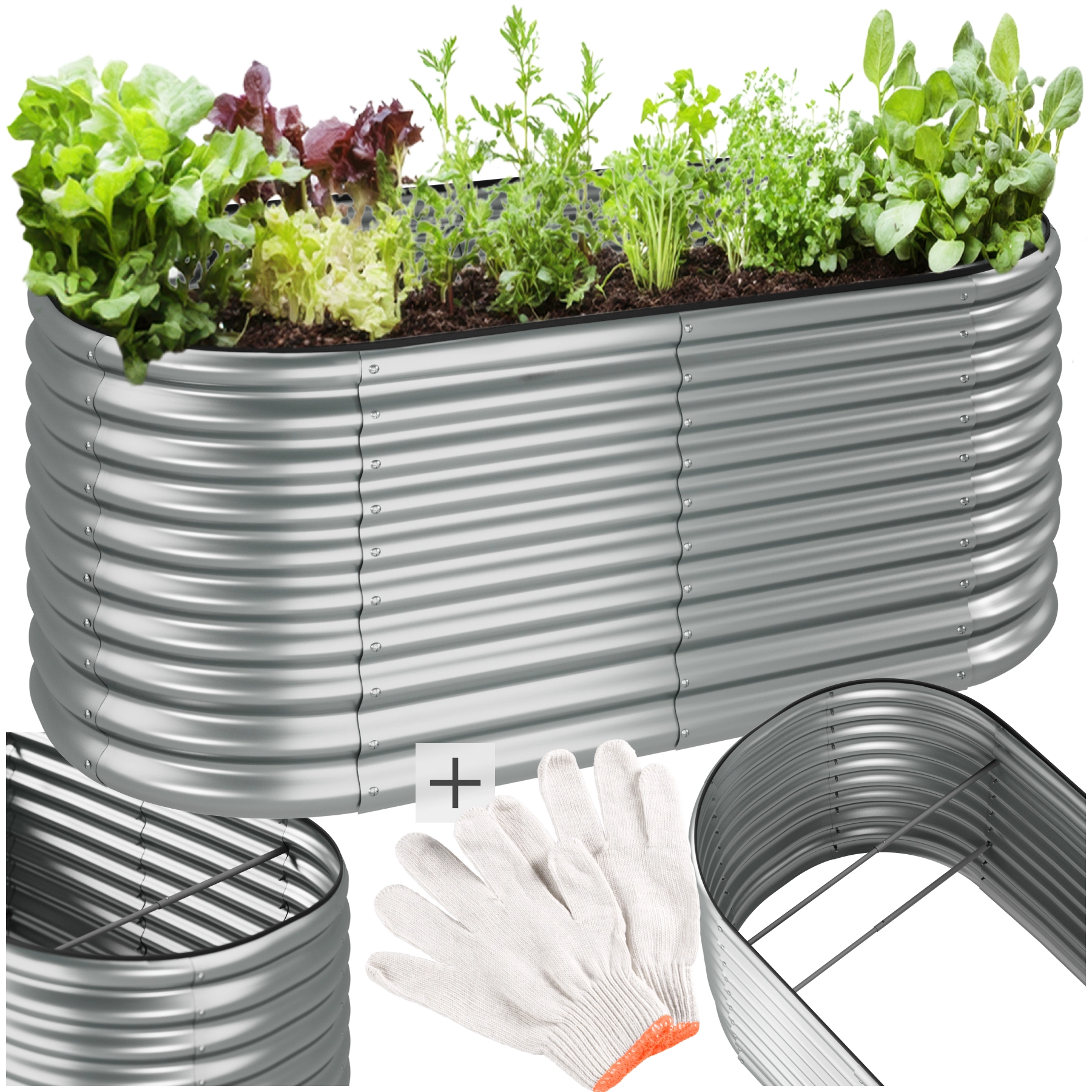 Hochbeet Flormma, 1257l, verzinkt, 200x100x80cm - silber