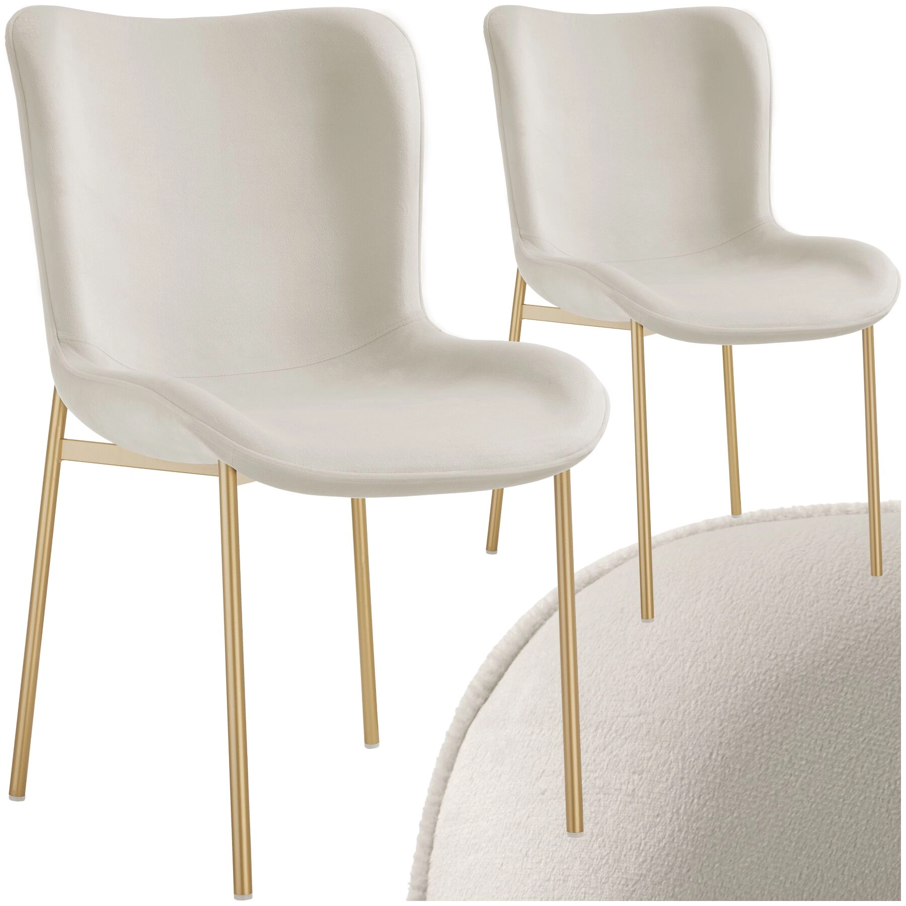 Polsterstuhl Tessa - Samtoptik beige/gold, 2er Set