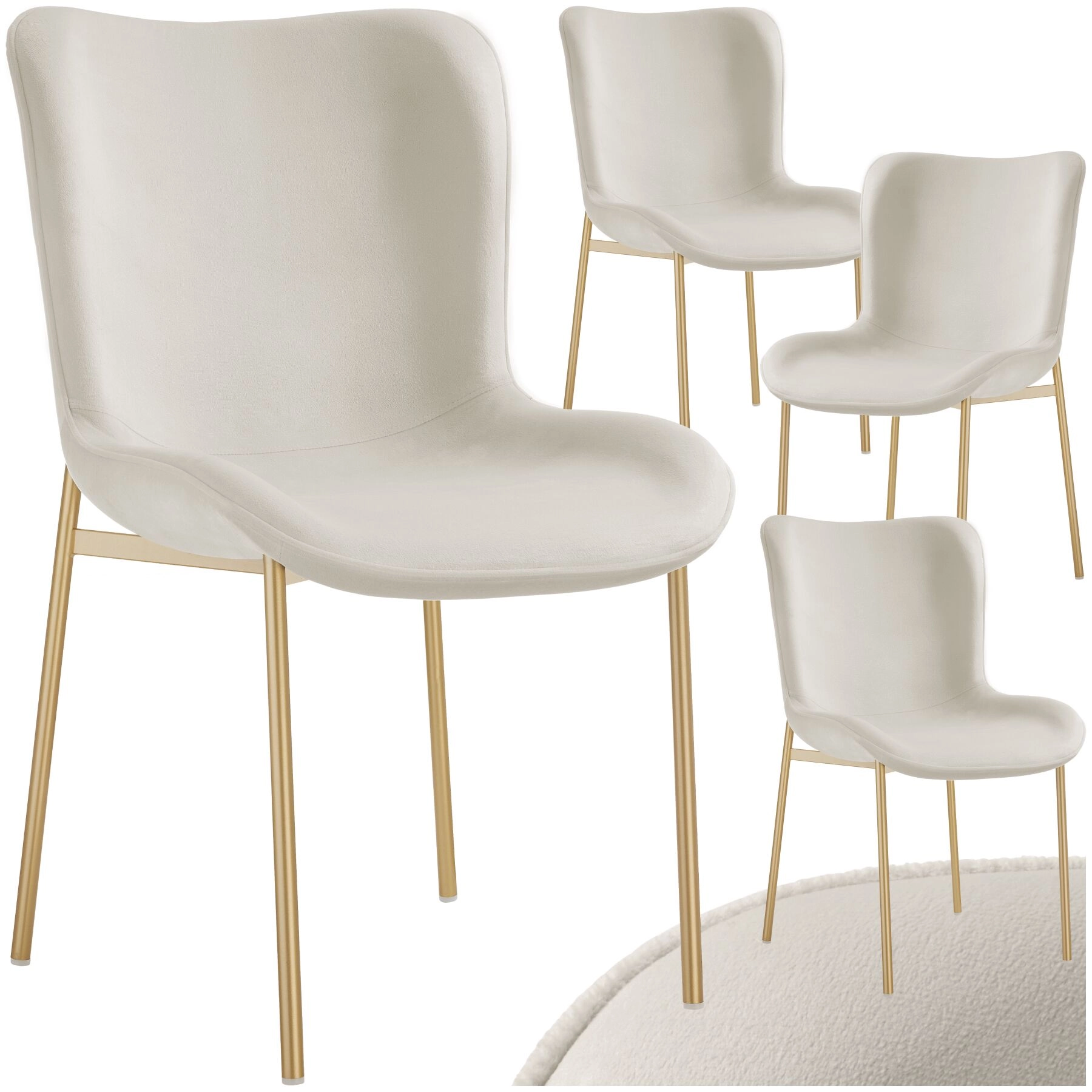 Polsterstuhl Tessa - Samtoptik beige/gold, 4er Set