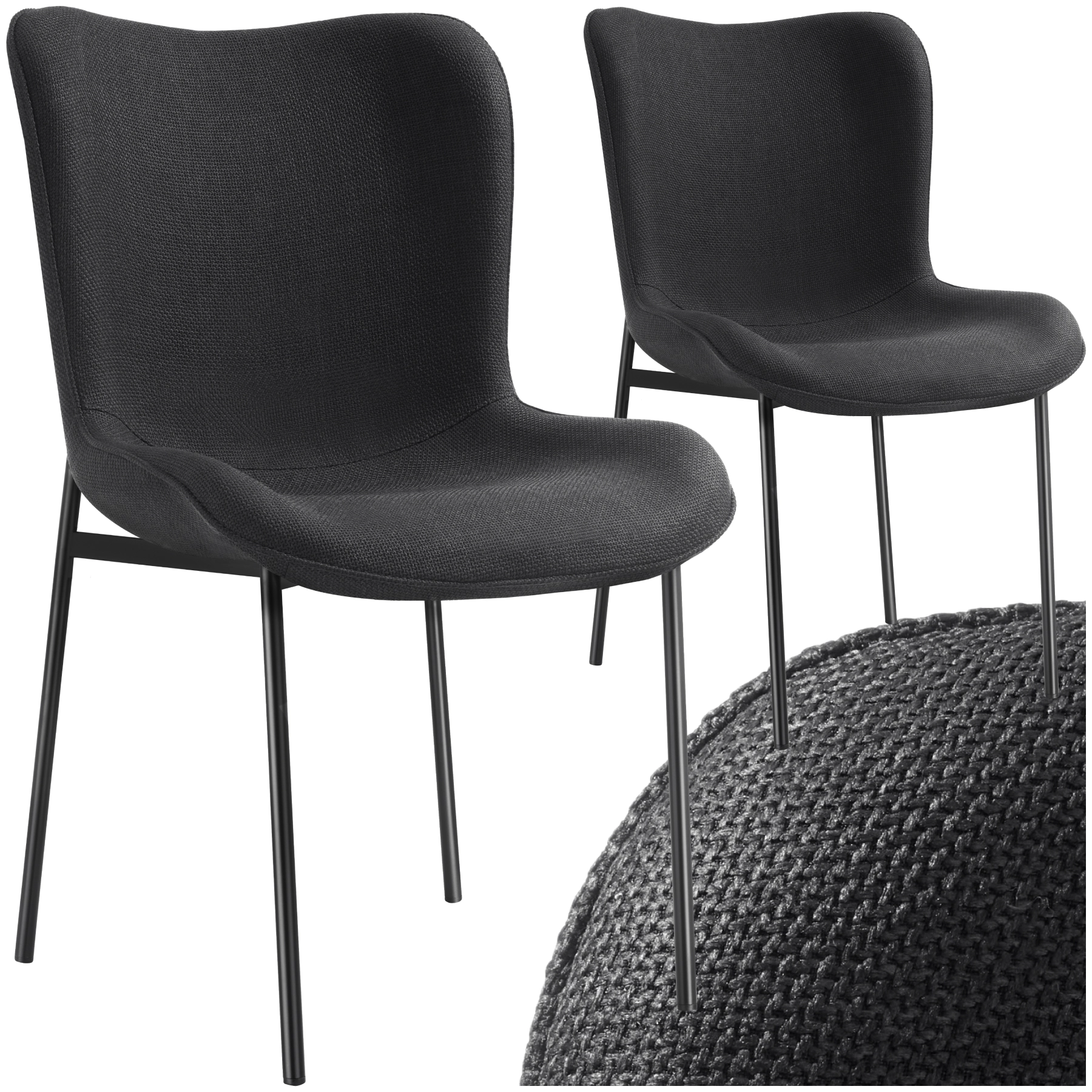 Polsterstuhl Tessa - Webstoff schwarz/schwarz, 2er Set