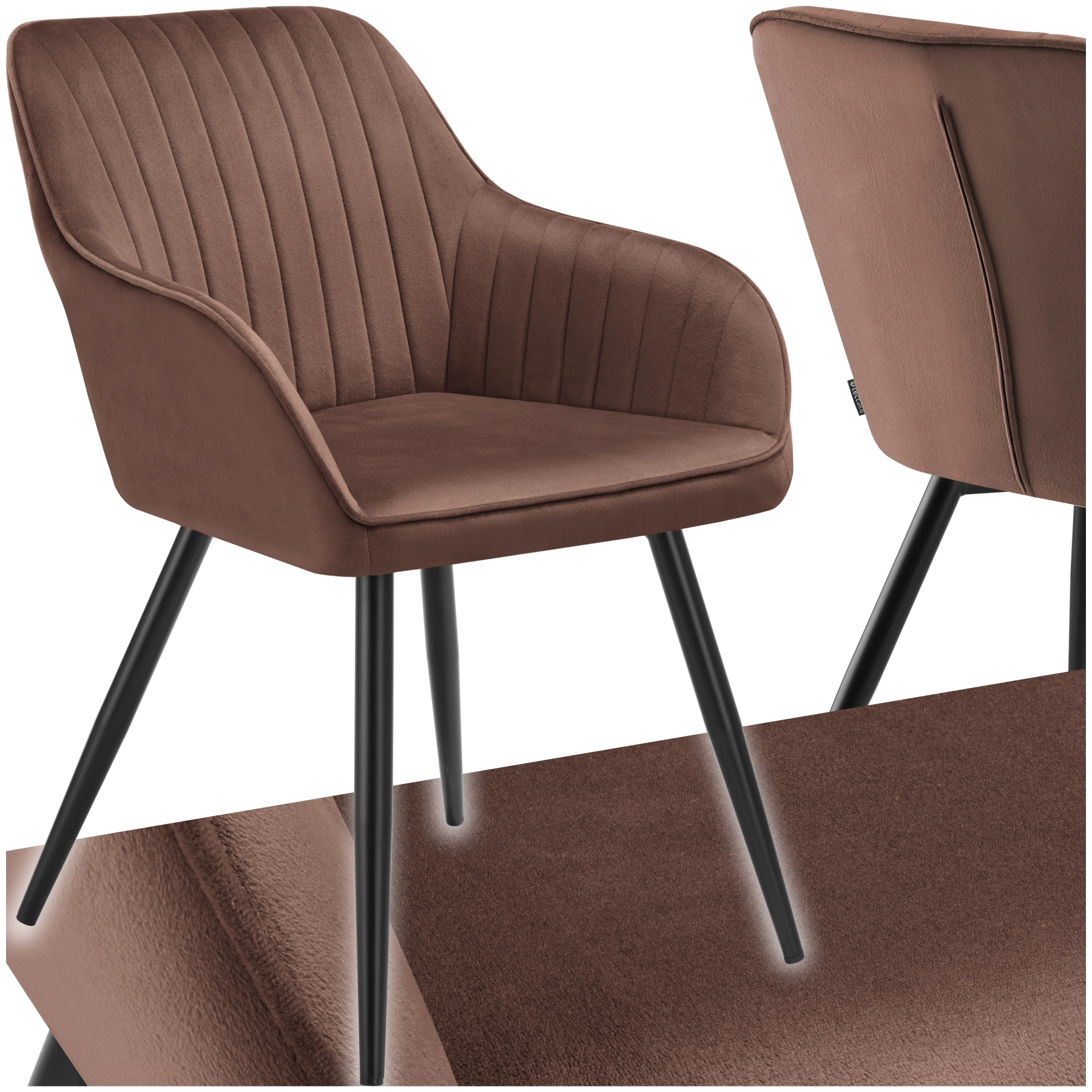 Stuhl Marilyn, Samtoptik, gesteppt - braun/schwarz, pro Stück