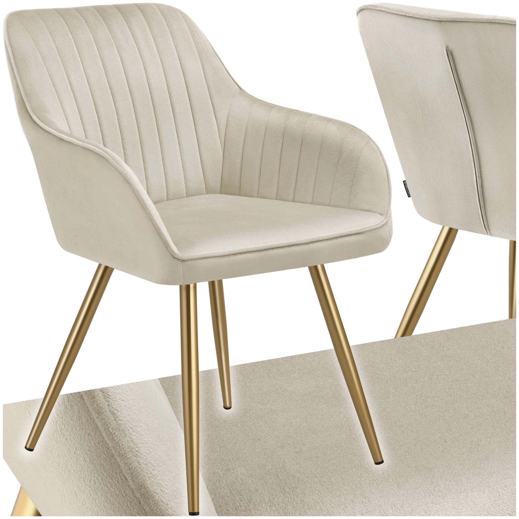 Stuhl Marilyn, Samtoptik, gesteppt - creme/gold, pro Stück