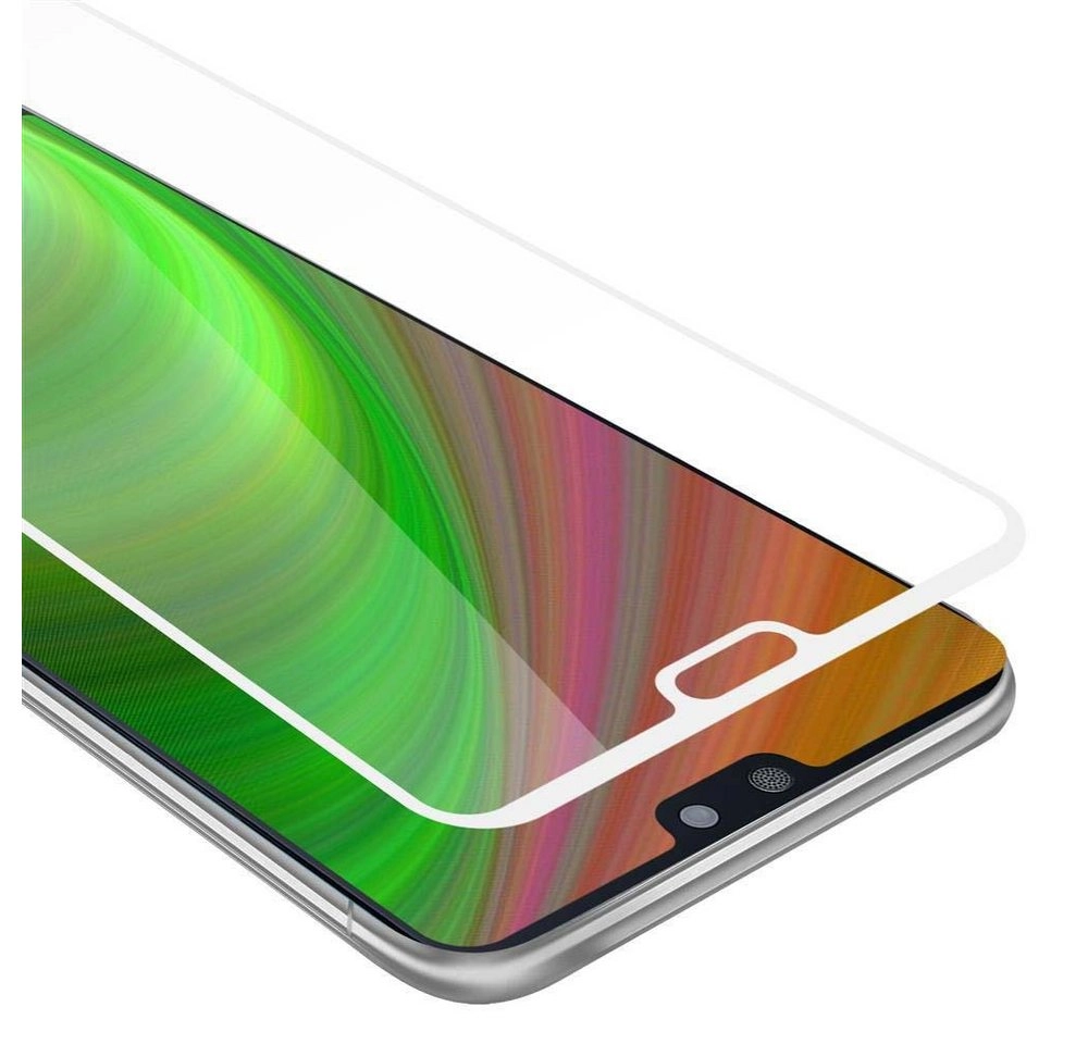 Cadorabo Vollbild Panzer Folie für Huawei P20 Schutzfolie in TRANSPARENT mit WEISS Gehärtetes (Tempered) Display-Schutzglas in 9H Härte mit 3D Touch Kompatibilität