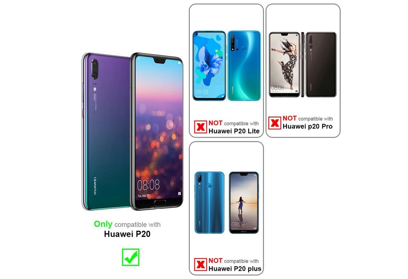 Cadorabo Vollbild Panzer Folie für Huawei P20 Schutzfolie in TRANSPARENT mit WEISS Gehärtetes (Tempered) Display-Schutzglas in 9H Härte mit 3D Touch Kompatibilität