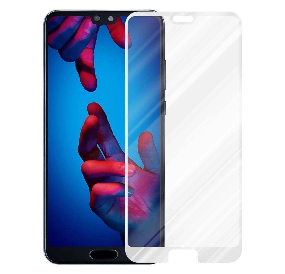 Cadorabo Vollbild Panzer Folie für Huawei P20 Schutzfolie in TRANSPARENT mit WEISS Gehärtetes (Tempered) Display-Schutzglas in 9H Härte mit 3D Touch Kompatibilität
