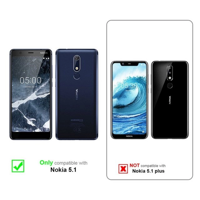 Cadorabo Vollbild Panzer Folie für Nokia 5.1 2018 Schutzfolie in TRANSPARENT mit SCHWARZ Gehärtetes (Tempered) Display-Schutzglas in 9H Härte mit 3D Touch Kompatibilität