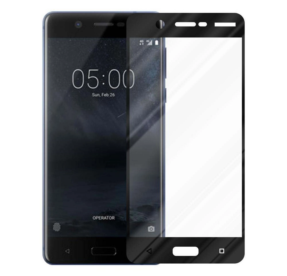 Cadorabo Vollbild Panzer Folie für Nokia 5.1 2018 Schutzfolie in TRANSPARENT mit SCHWARZ Gehärtetes (Tempered) Display-Schutzglas in 9H Härte mit 3D Touch Kompatibilität
