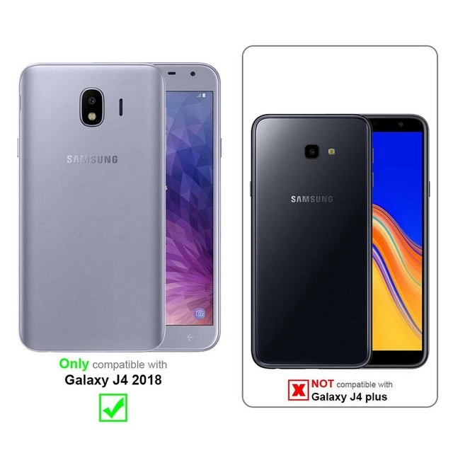 Cadorabo Vollbild Panzer Folie für Samsung Galaxy J4 2018 Schutzfolie in TRANSPARENT mit WEISS Gehärtetes (Tempered) Display-Schutzglas in 9H Härte mit 3D Touch Kompatibilität