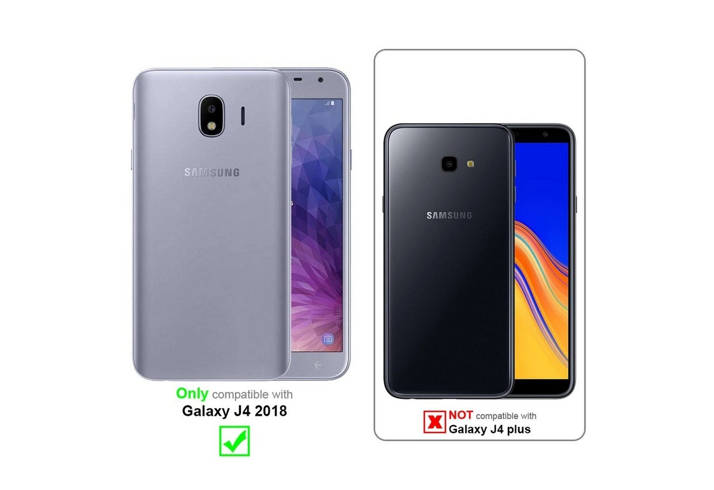 Cadorabo Vollbild Panzer Folie für Samsung Galaxy J4 2018 Schutzfolie in TRANSPARENT mit WEISS Gehärtetes (Tempered) Display-Schutzglas in 9H Härte mit 3D Touch Kompatibilität