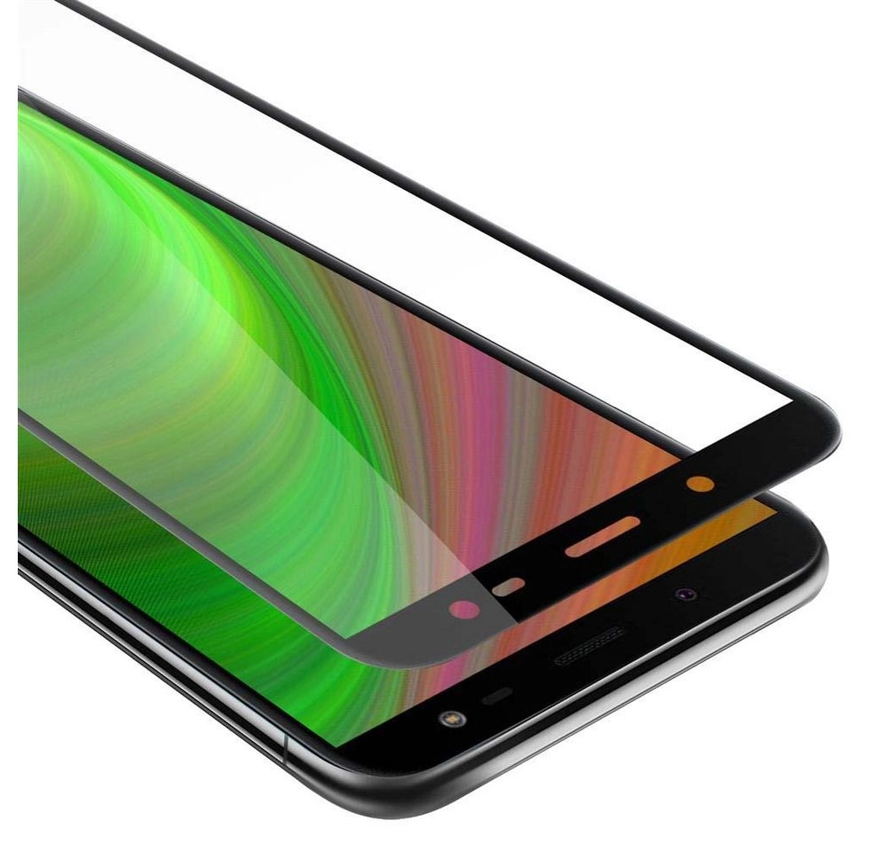 Cadorabo Vollbild Panzer Folie für Samsung Galaxy J8 2018 Schutzfolie in TRANSPARENT mit SCHWARZ Gehärtetes (Tempered) Display-Schutzglas in 9H Härte mit 3D Touch Kompatibilität