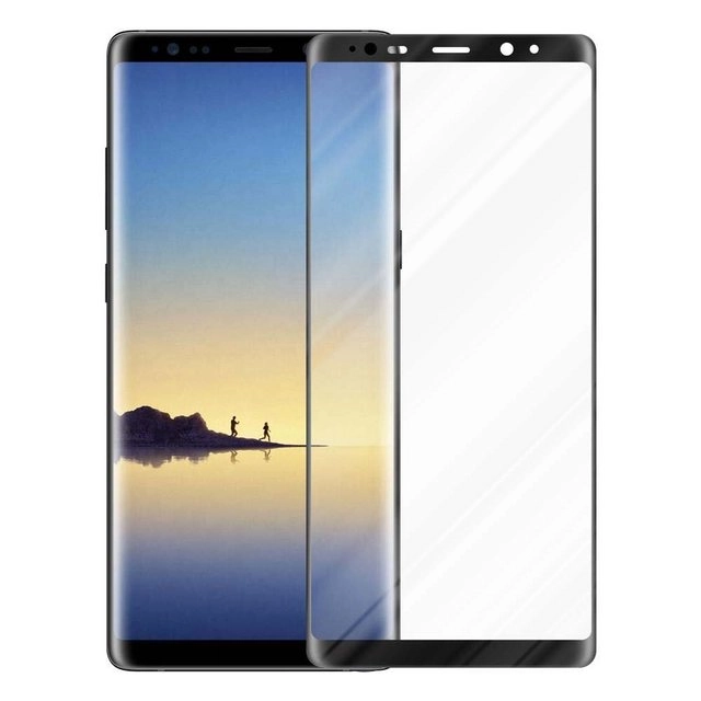 Cadorabo Vollbild Panzer Folie für Samsung Galaxy NOTE 8 Schutzfolie in TRANSPARENT mit SCHWARZ Gehärtetes (Tempered) Display-Schutzglas in 9H Härte mit 3D Touch Kompatibilität
