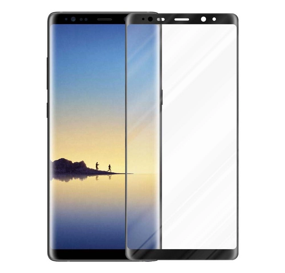 Cadorabo Vollbild Panzer Folie für Samsung Galaxy NOTE 8 Schutzfolie in TRANSPARENT mit SCHWARZ Gehärtetes (Tempered) Display-Schutzglas in 9H Härte mit 3D Touch Kompatibilität