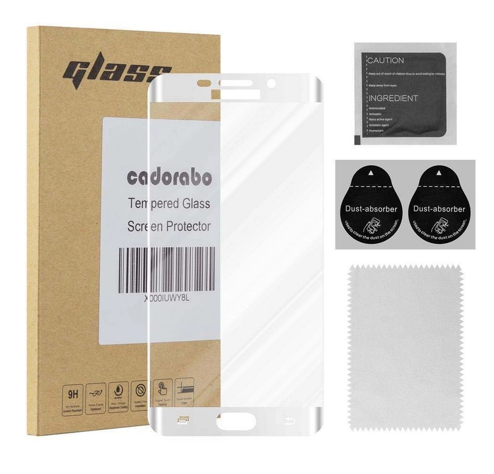 Cadorabo Vollbild Panzer Folie für Samsung Galaxy S6 EDGE Schutzfolie in TRANSPARENT mit WEISS Gehärtetes (Tempered) Display-Schutzglas in 9H Härte mit 3D Touch Kompatibilität