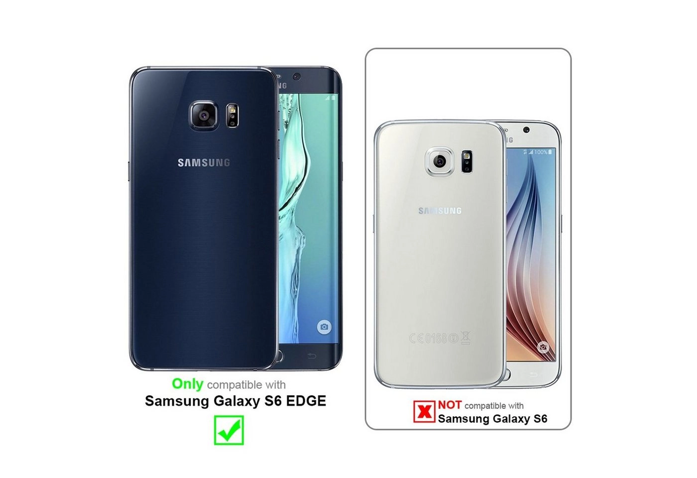 Cadorabo Vollbild Panzer Folie für Samsung Galaxy S6 EDGE Schutzfolie in TRANSPARENT mit WEISS Gehärtetes (Tempered) Display-Schutzglas in 9H Härte mit 3D Touch Kompatibilität