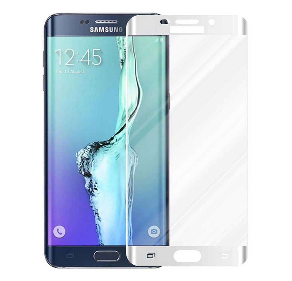 Cadorabo Vollbild Panzer Folie für Samsung Galaxy S6 EDGE Schutzfolie in TRANSPARENT mit WEISS Gehärtetes (Tempered) Display-Schutzglas in 9H Härte mit 3D Touch Kompatibilität