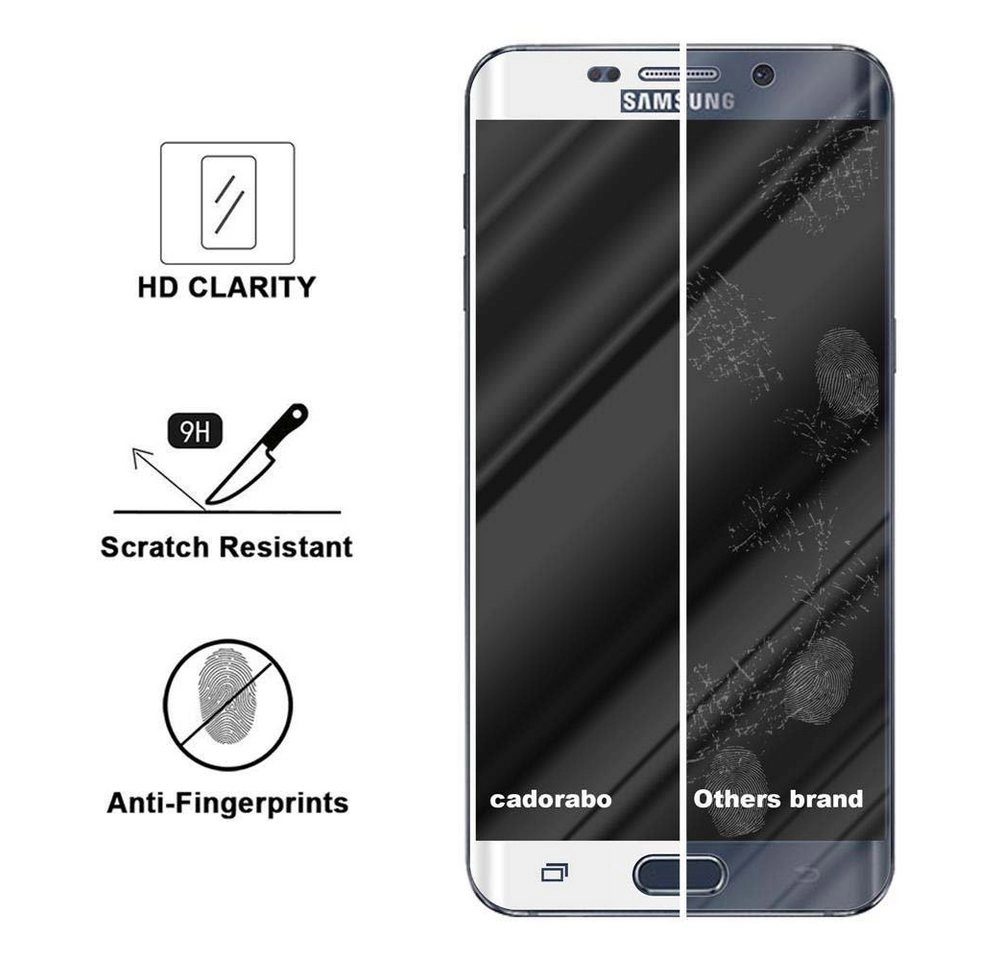 Cadorabo Vollbild Panzer Folie für Samsung Galaxy S6 EDGE Schutzfolie in TRANSPARENT mit WEISS Gehärtetes (Tempered) Display-Schutzglas in 9H Härte mit 3D Touch Kompatibilität