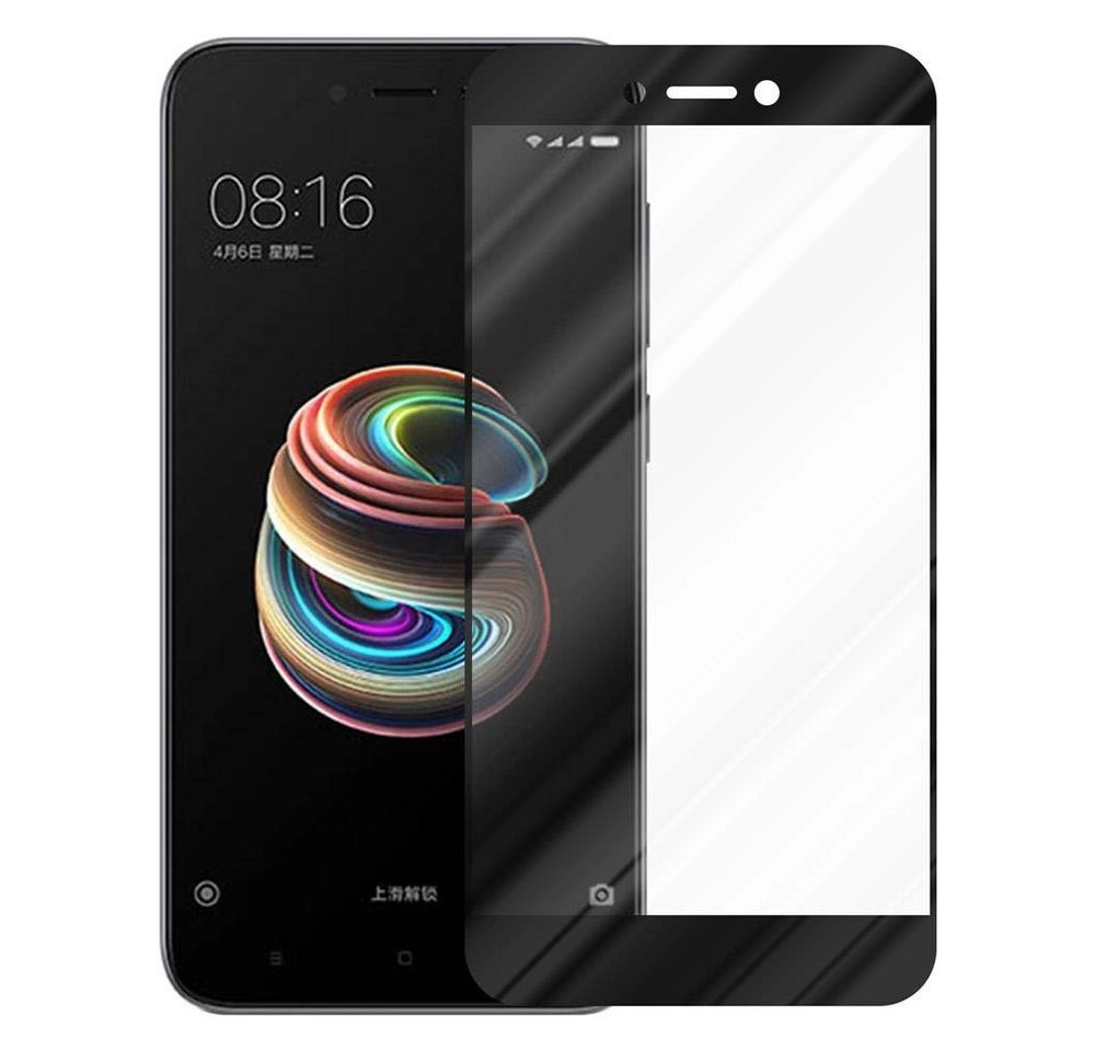 Cadorabo Vollbild Panzer Folie für Xiaomi RedMi 5A Schutzfolie in TRANSPARENT mit SCHWARZ Gehärtetes (Tempered) Display-Schutzglas in 9H Härte mit 3D Touch Kompatibilität