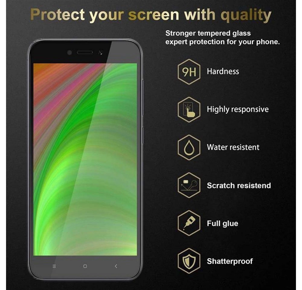 Cadorabo Vollbild Panzer Folie für Xiaomi RedMi 5A Schutzfolie in TRANSPARENT mit SCHWARZ Gehärtetes (Tempered) Display-Schutzglas in 9H Härte mit 3D Touch Kompatibilität