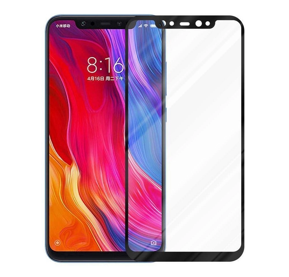 Cadorabo Vollbild Panzer Folie für Xiaomi Mi 8 Schutzfolie in TRANSPARENT mit SCHWARZ Gehärtetes (Tempered) Display-Schutzglas in 9H Härte mit 3D Touch Kompatibilität
