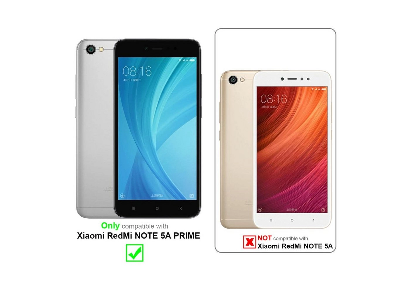 Cadorabo Vollbild Panzer Folie für Xiaomi RedMi NOTE 5A PRIME Schutzfolie in TRANSPARENT mit WEISS Gehärtetes (Tempered) Display-Schutzglas in 9H Härte mit 3D Touch Kompatibilität