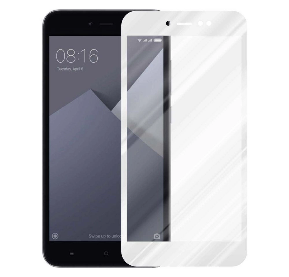 Cadorabo Vollbild Panzer Folie für Xiaomi RedMi NOTE 5A PRIME Schutzfolie in TRANSPARENT mit WEISS Gehärtetes (Tempered) Display-Schutzglas in 9H Härte mit 3D Touch Kompatibilität