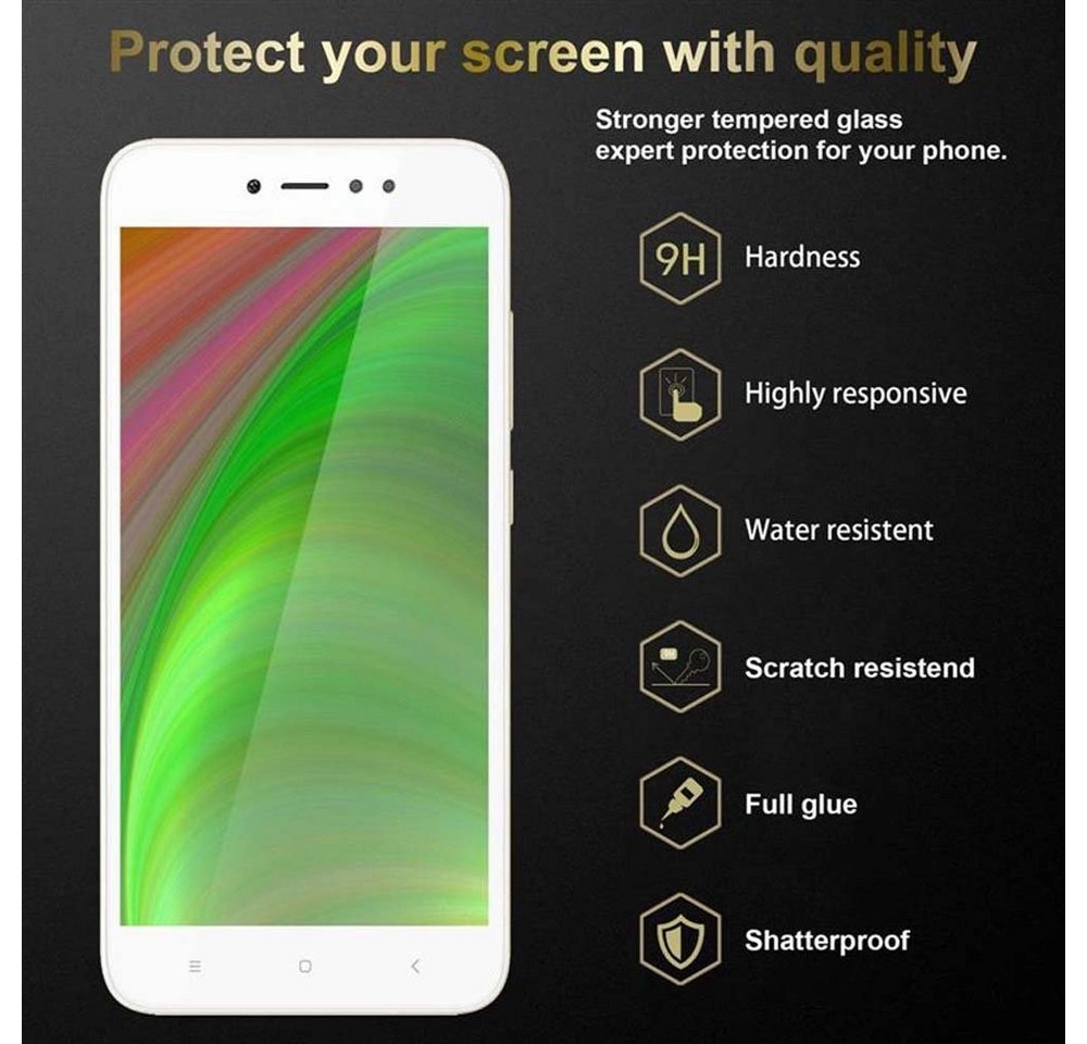 Cadorabo Vollbild Panzer Folie für Xiaomi RedMi NOTE 5A PRIME Schutzfolie in TRANSPARENT mit WEISS Gehärtetes (Tempered) Display-Schutzglas in 9H Härte mit 3D Touch Kompatibilität